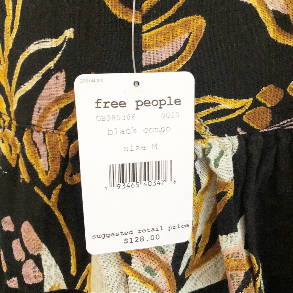 Free People Black Floral Maxi Dress with Yellow & Cream Accents - Picture 7 of 7